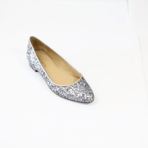 Talbots Edison Ballet Flat Women Slip on Dress Shoe sz 7 Silver Glitter